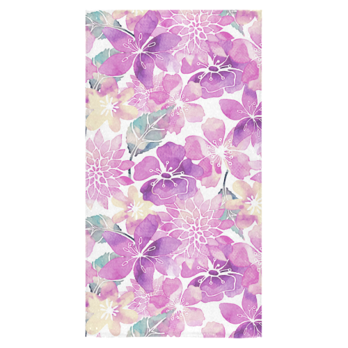 Pastel Watercolor Flower Pattern Bath Towel 30"x56"
