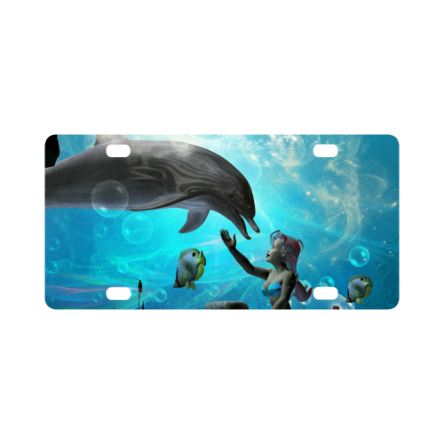 Dolphin with mermaid Classic License Plate
