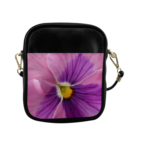 Pink and Purple Pansy Sling Bag (Model 1627)