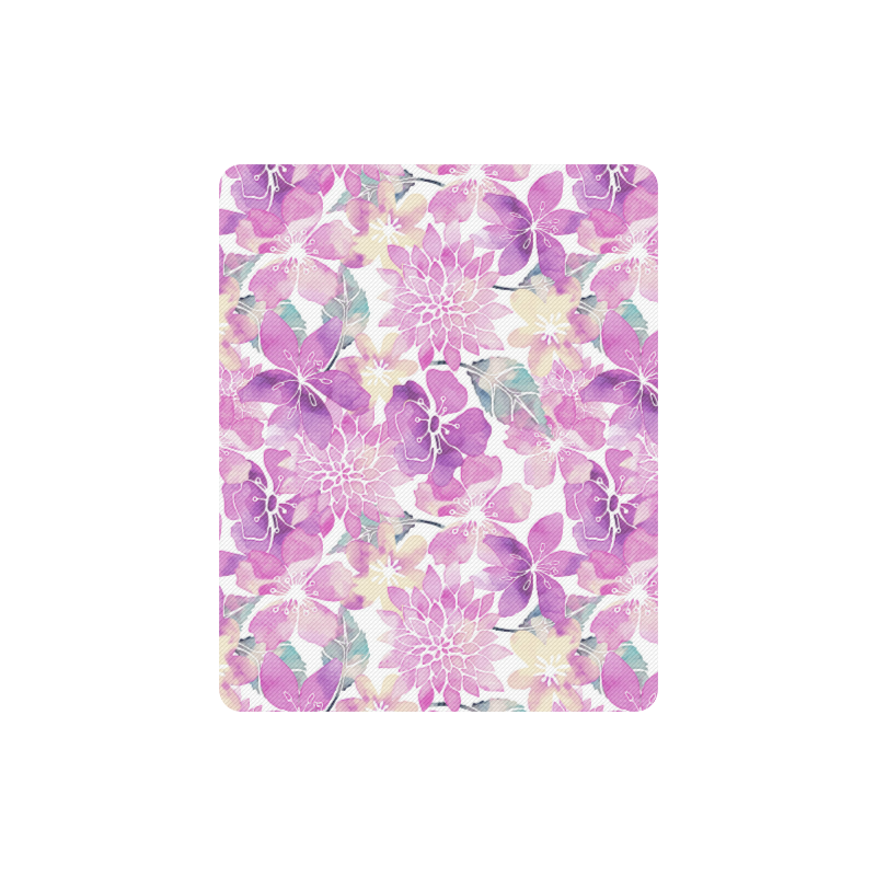 Pastel Watercolor Flower Pattern Rectangle Mousepad