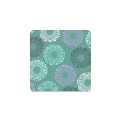 Teal Sea Foam Green Lace Doily Square Coaster