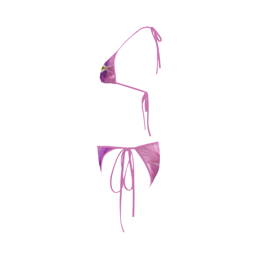 Pink and Purple Pansy Custom Bikini Swimsuit