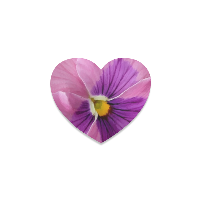 Pink and Purple Pansy Heart Coaster