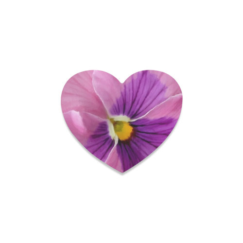 Pink and Purple Pansy Heart Coaster