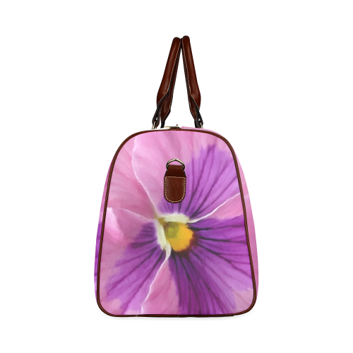 Pink and Purple Pansy Waterproof Travel Bag/Large (Model 1639)