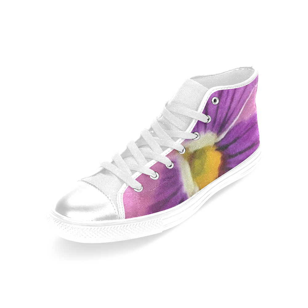 Pink and Purple Pansy Women's Classic High Top Canvas Shoes (Model 017)