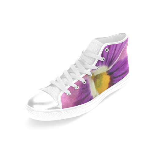 Pink and Purple Pansy Women's Classic High Top Canvas Shoes (Model 017)
