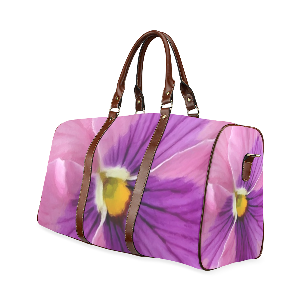 Pink and Purple Pansy Waterproof Travel Bag/Small (Model 1639)