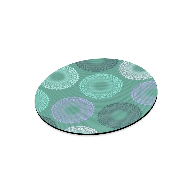 Teal Sea Foam Green Lace Doily Round Mousepad