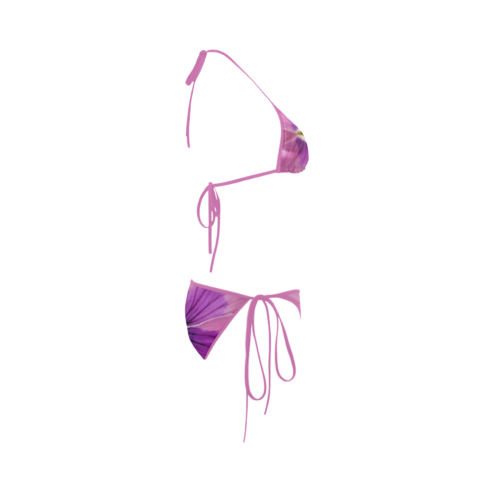 Pink and Purple Pansy Custom Bikini Swimsuit