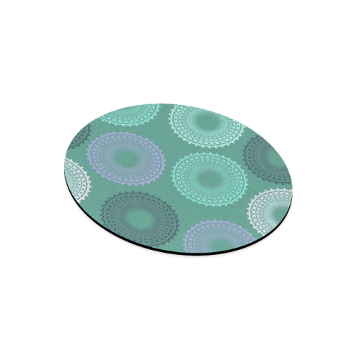 Teal Sea Foam Green Lace Doily Round Mousepad