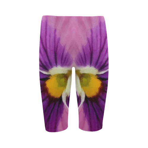 Pink and Purple Pansy Hestia Cropped Leggings (Model L03)