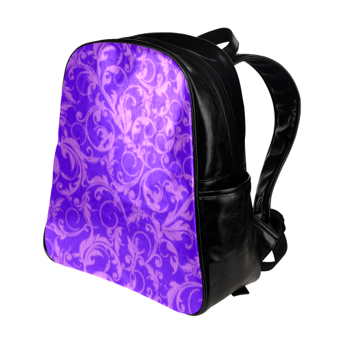 Vintage Swirls Amethyst Ultraviolet Purple Multi-Pockets Backpack (Model 1636)