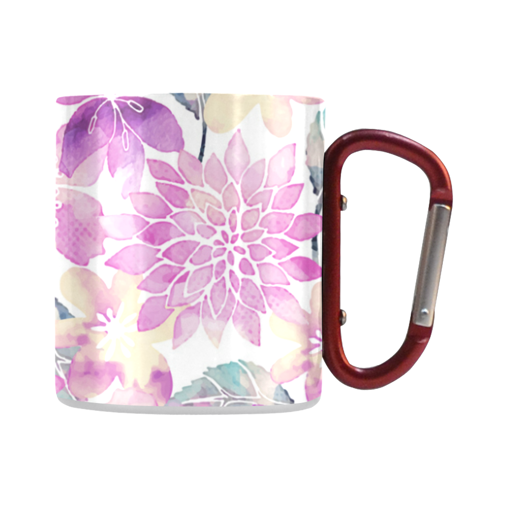 Pastel Watercolor Flower Pattern Classic Insulated Mug(10.3OZ)