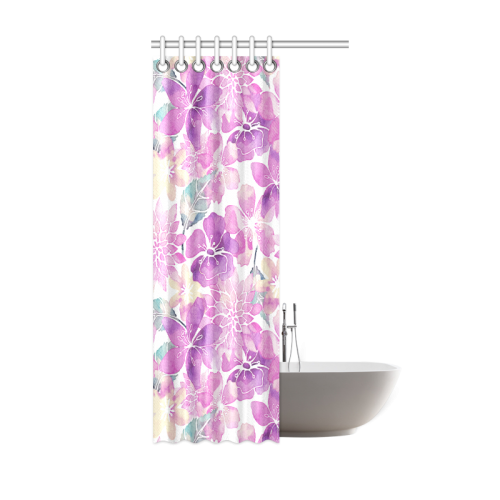 Pastel Watercolor Flower Pattern Shower Curtain 36"x72"