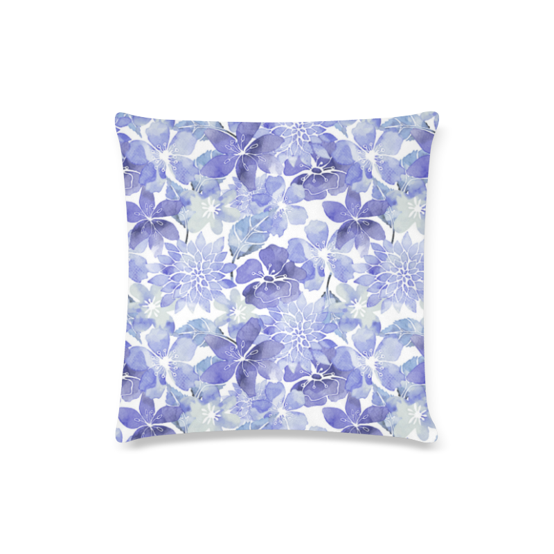 Watercolor Flower Pattern Custom Zippered Pillow Case 16"x16"(Twin Sides)