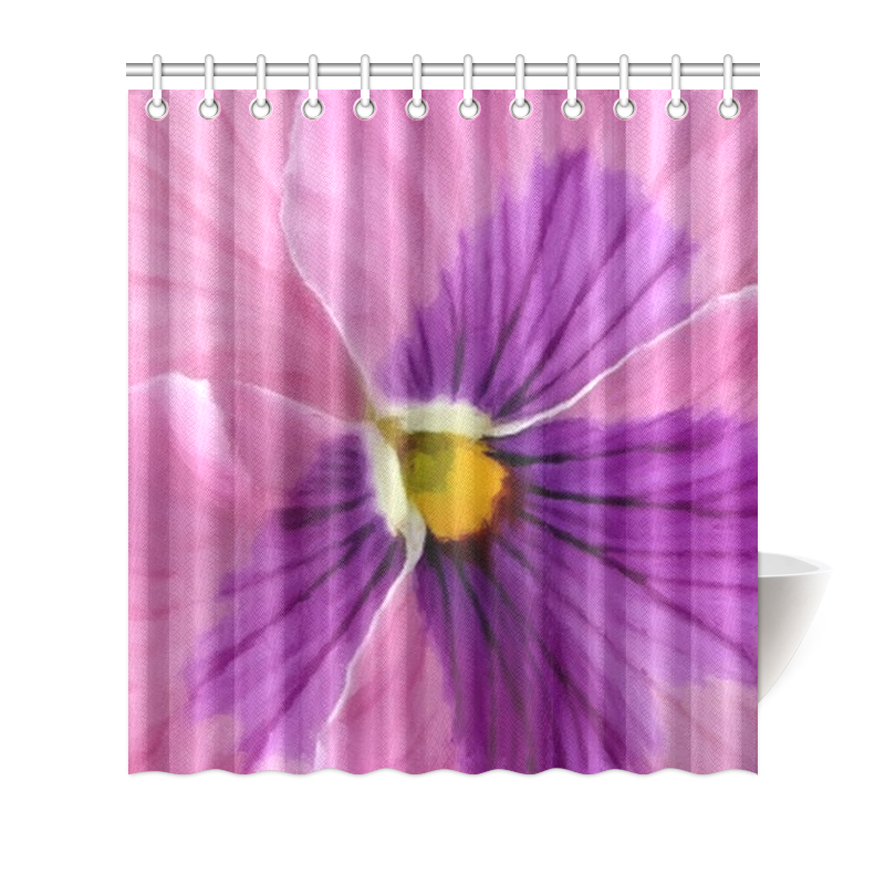 Pink and Purple Pansy Shower Curtain 66"x72"