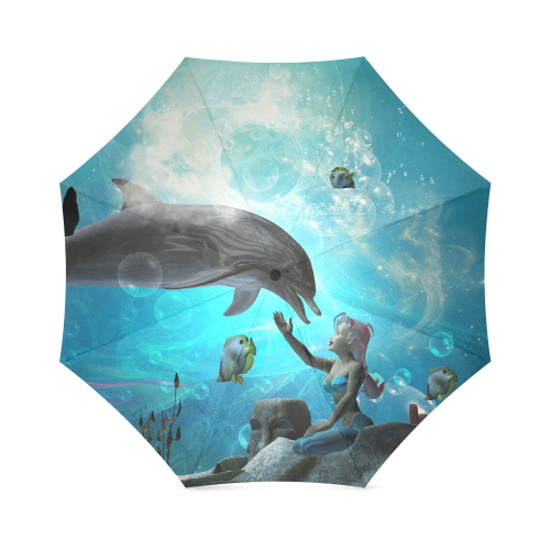 Dolphin with mermaid Foldable Umbrella (Model U01)