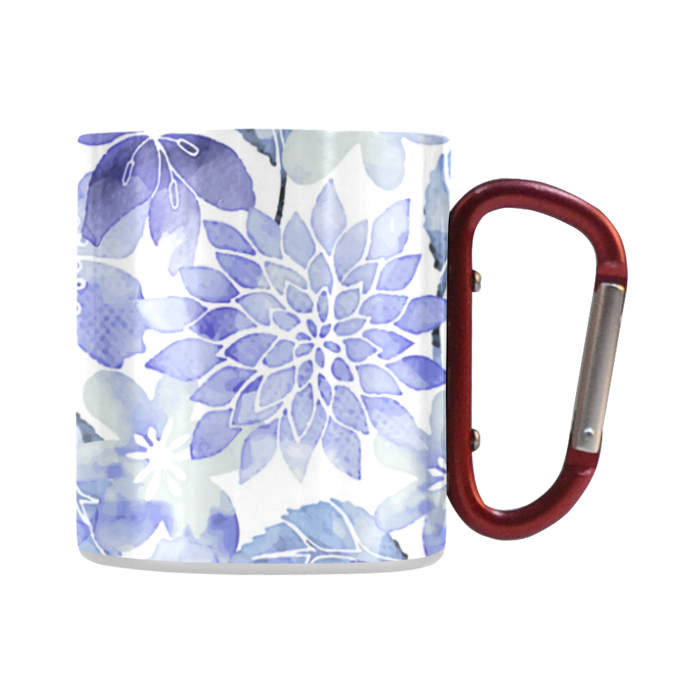 Blue Watercolor Flower Pattern Classic Insulated Mug(10.3OZ)
