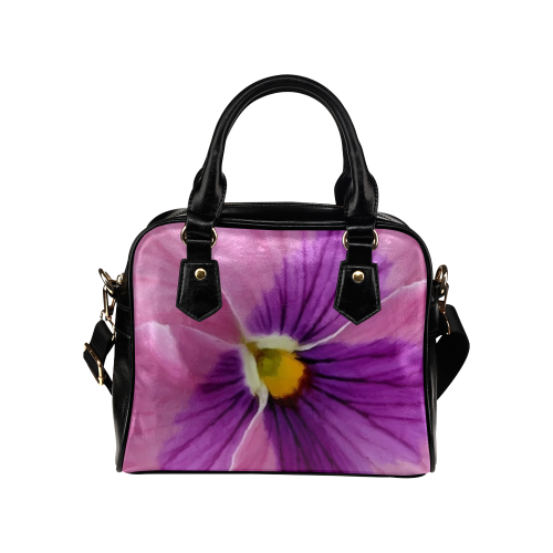 Pink and Purple Pansy Shoulder Handbag (Model 1634)