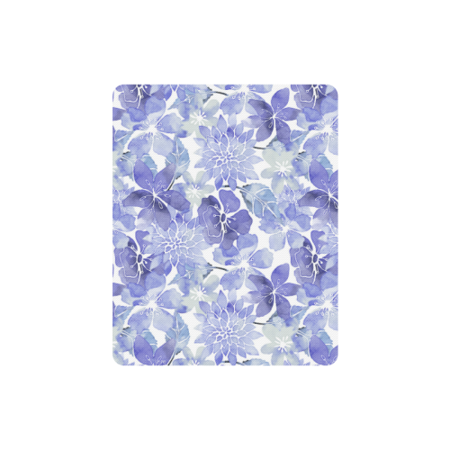 Blue Watercolor Flower Pattern Rectangle Mousepad