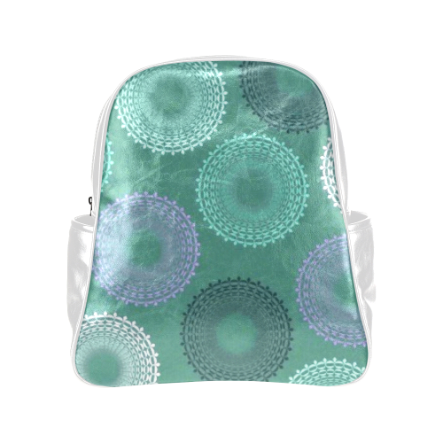 Teal Sea Foam Green Lace Doily Multi-Pockets Backpack (Model 1636)
