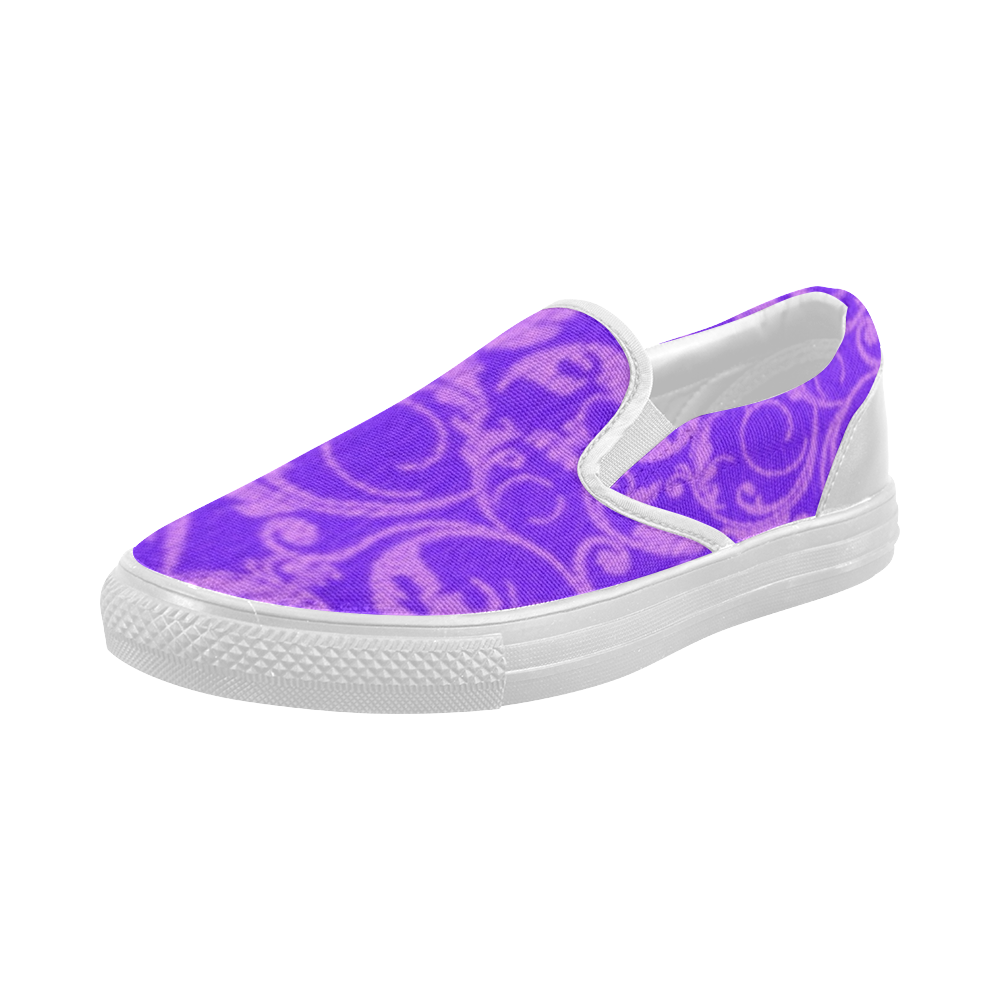 Vintage Swirls Amethyst Ultraviolet Purple Women's Slip-on Canvas Shoes (Model 019)