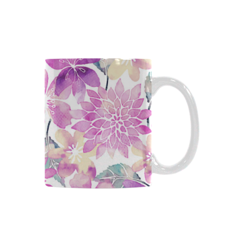 Pastel Watercolor Flower Pattern White Mug(11OZ)