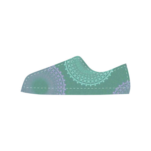 Teal Sea Foam Green Lace Doily Women's Classic Canvas Shoes (Model 018)