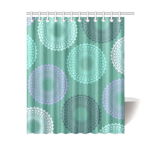 Teal Sea Foam Green Lace Doily Shower Curtain 60"x72"