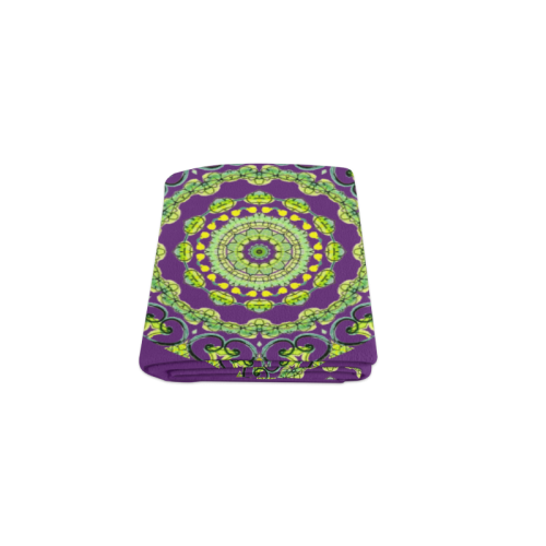 Green Lace Flowers, Leaves Mandala Design Plum Blanket 40"x50"