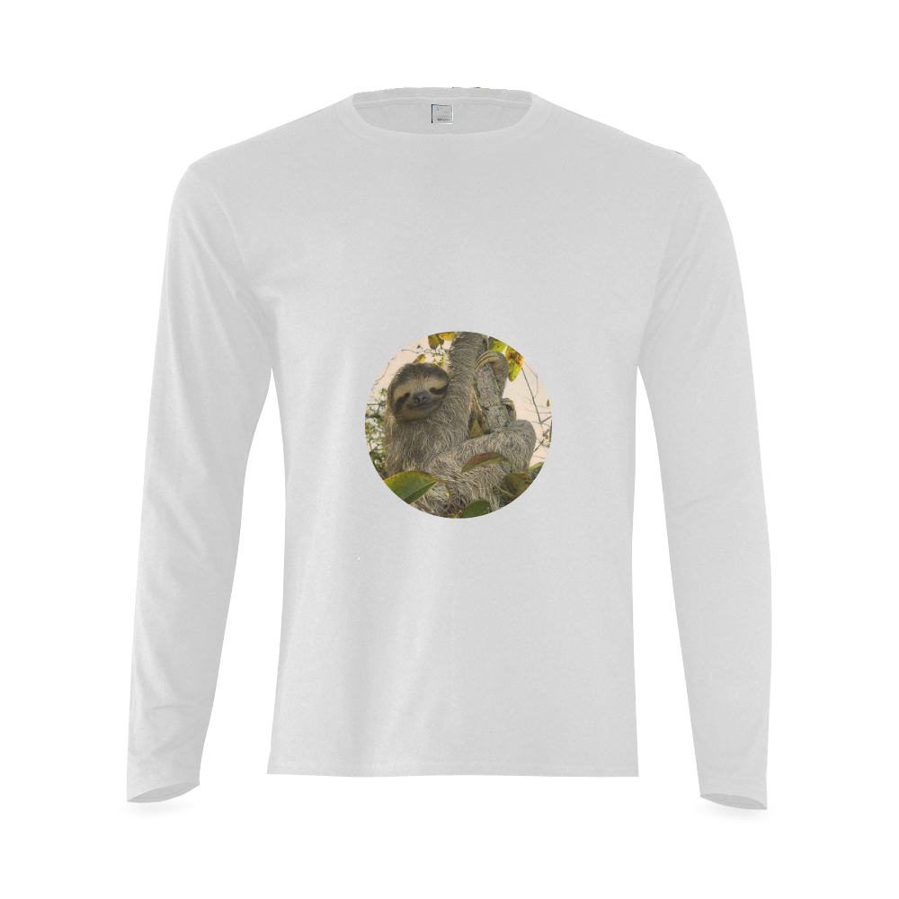 Awesome Animal - Sloth Sunny Men's T-shirt (long-sleeve) (Model T08)