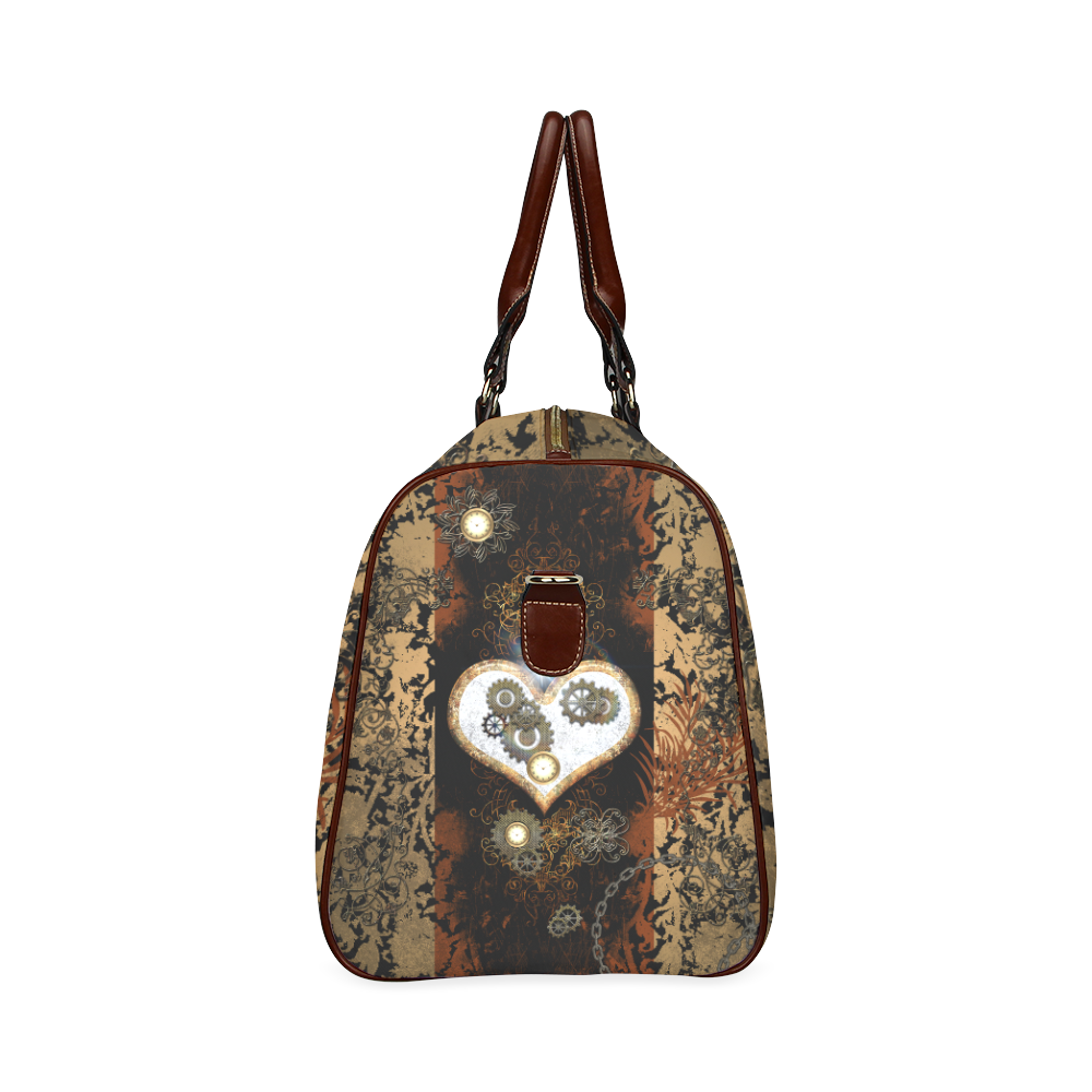 Steampunk, wonderful heart, clocks and gears Waterproof Travel Bag/Large (Model 1639)