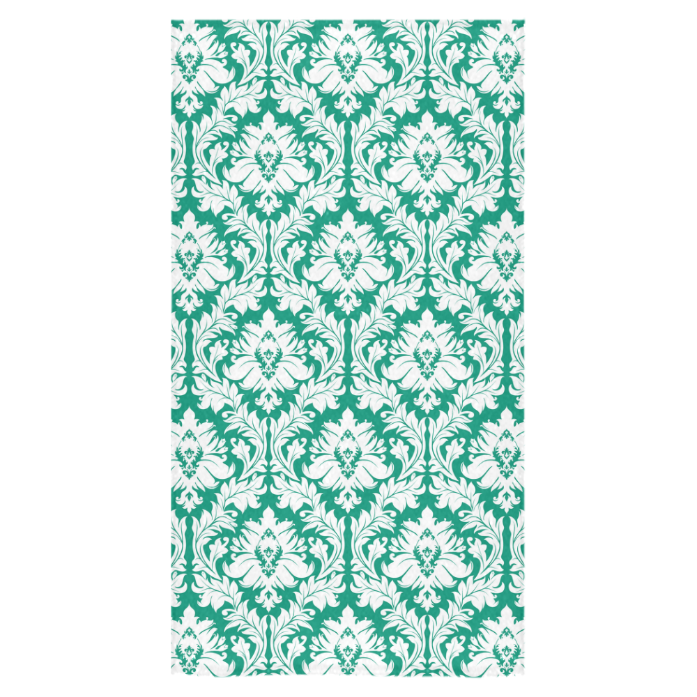 damask pattern emerald green and white Bath Towel 30"x56" ID D157346