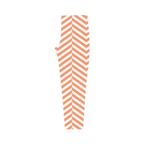 orange and white classic chevron pattern Capri Legging (Model L02)