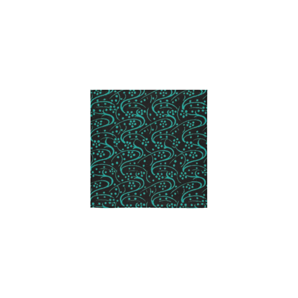 Vintage Swirl Floral Teal Turquoise Black Square Towel 13“x13”