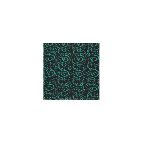 Vintage Swirl Floral Teal Turquoise Black Square Towel 13“x13”