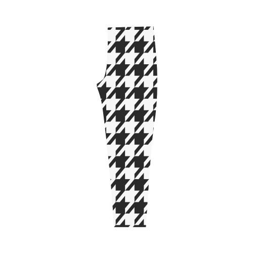 black and white houndstooth classic pattern Capri Legging (Model L02)