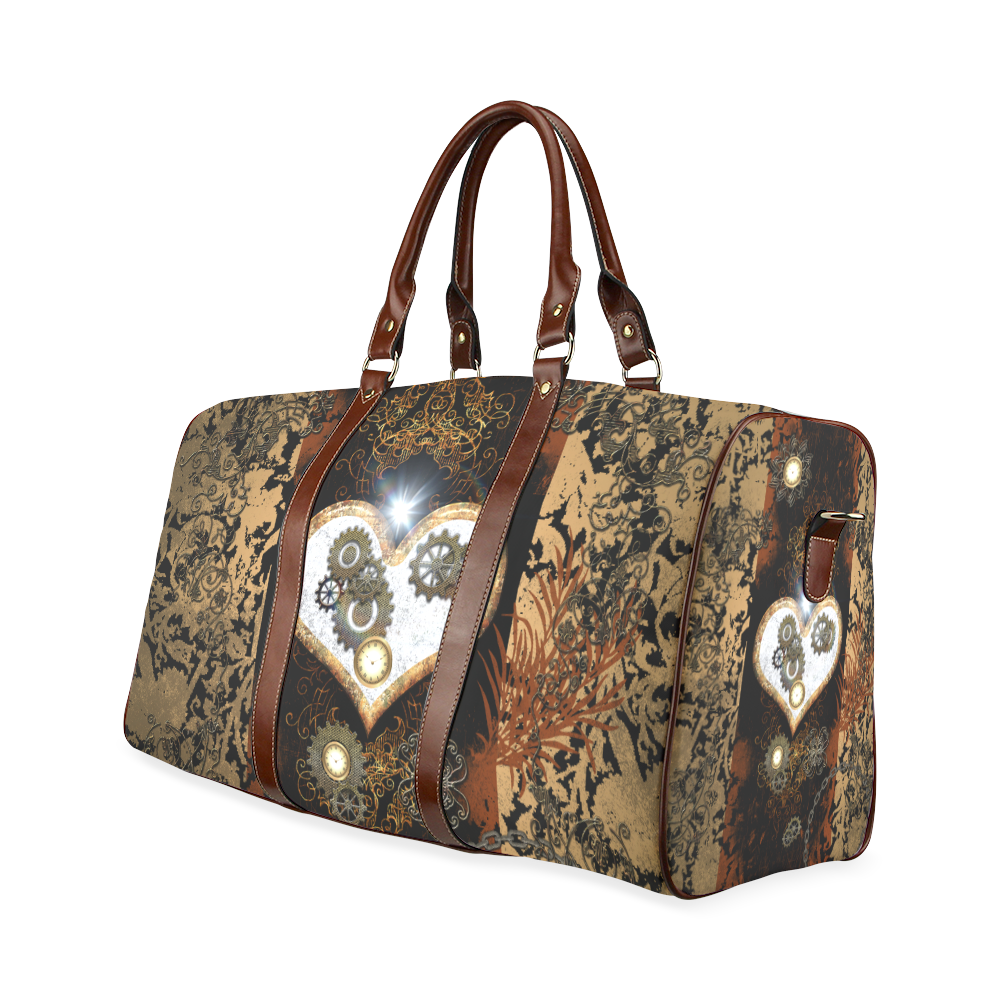 Steampunk, wonderful heart, clocks and gears Waterproof Travel Bag/Large (Model 1639)
