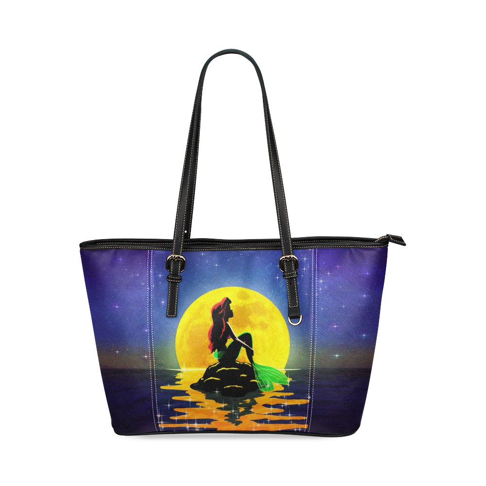 The Mermaid and the Moon Leather Tote Bag/Small (Model 1640)