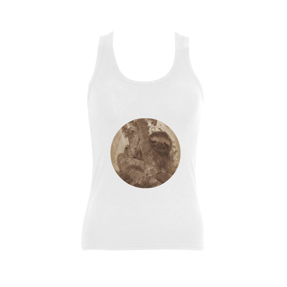 Awesome Animal- sketchy Sloth Women's Shoulder-Free Tank Top (Model T35)