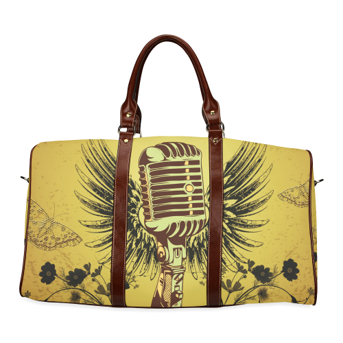 Music, microphone with wings Waterproof Travel Bag/Large (Model 1639)