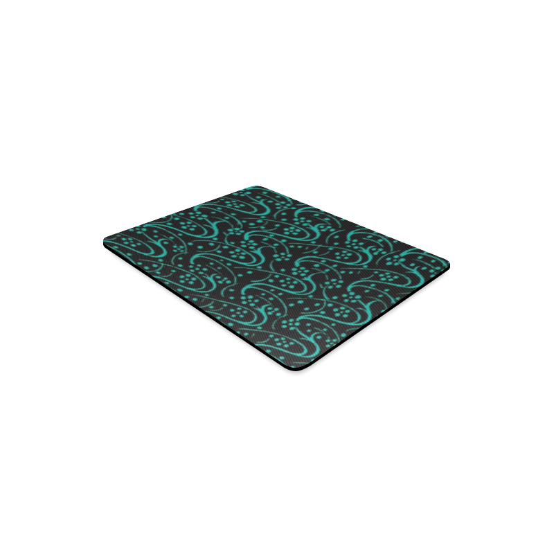 Vintage Swirl Floral Teal Turquoise Black Rectangle Mousepad