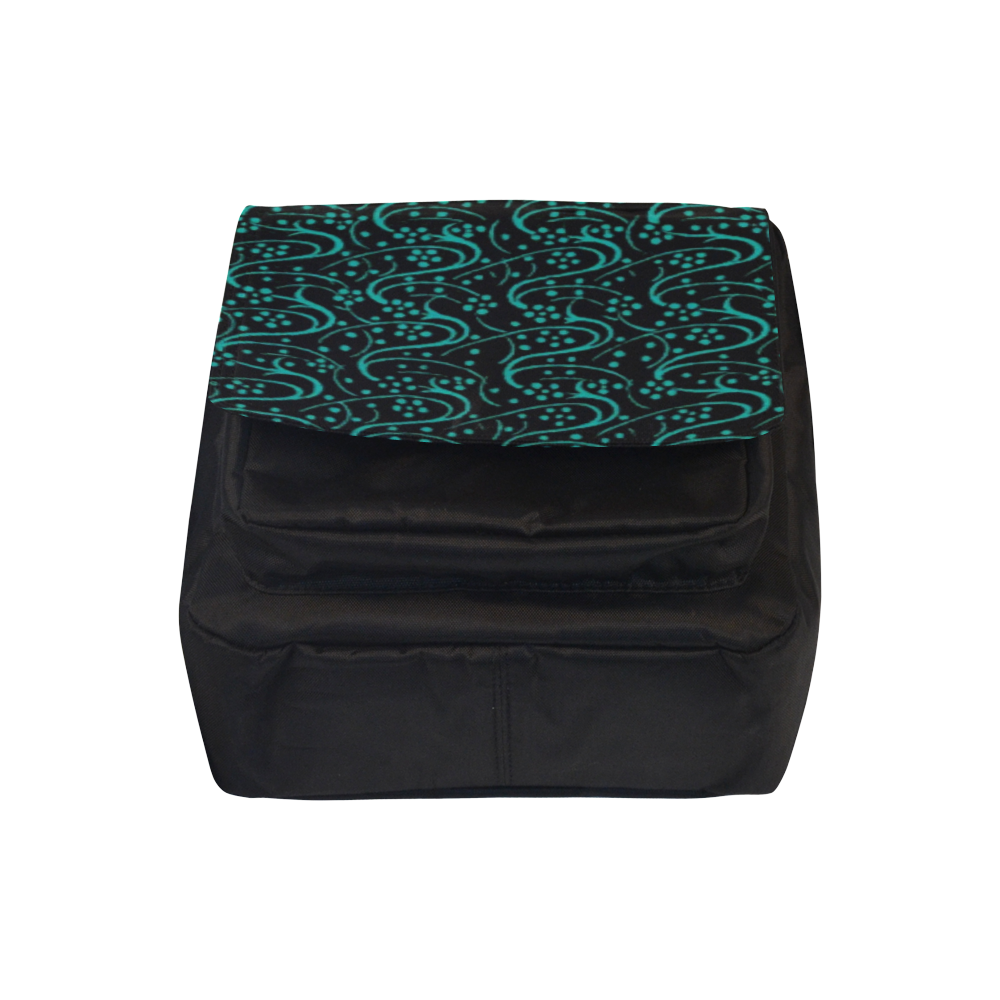 Vintage Swirl Floral Teal Turquoise Black Crossbody Nylon Bags (Model 1633)