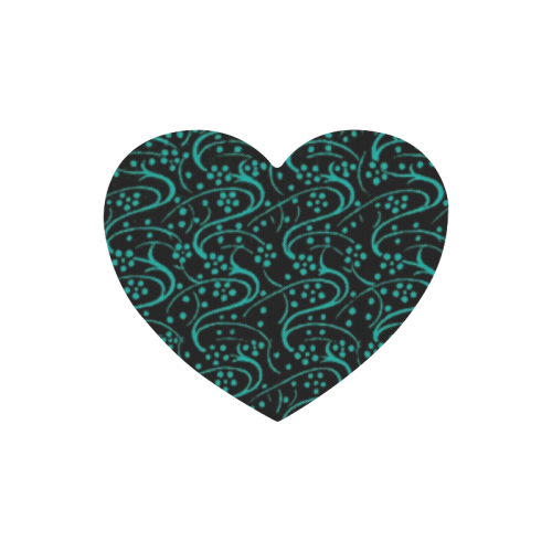 Vintage Swirl Floral Teal Turquoise Black Heart-shaped Mousepad