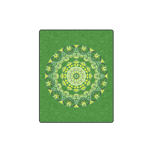Green Lace Flowers, Leaves Mandala Design Forest Green Blanket 40"x50"