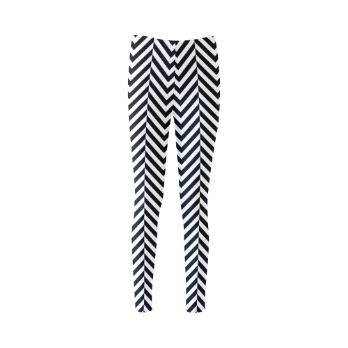 black and white classic chevron pattern Cassandra Women's Leggings (Model L01)
