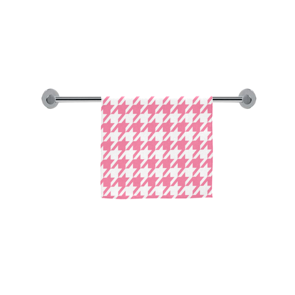 pink and white houndstooth classic pattern Custom Towel 16"x28"