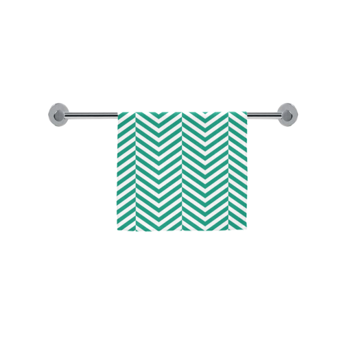 emerald green and white classic chevron pattern Custom Towel 16"x28"