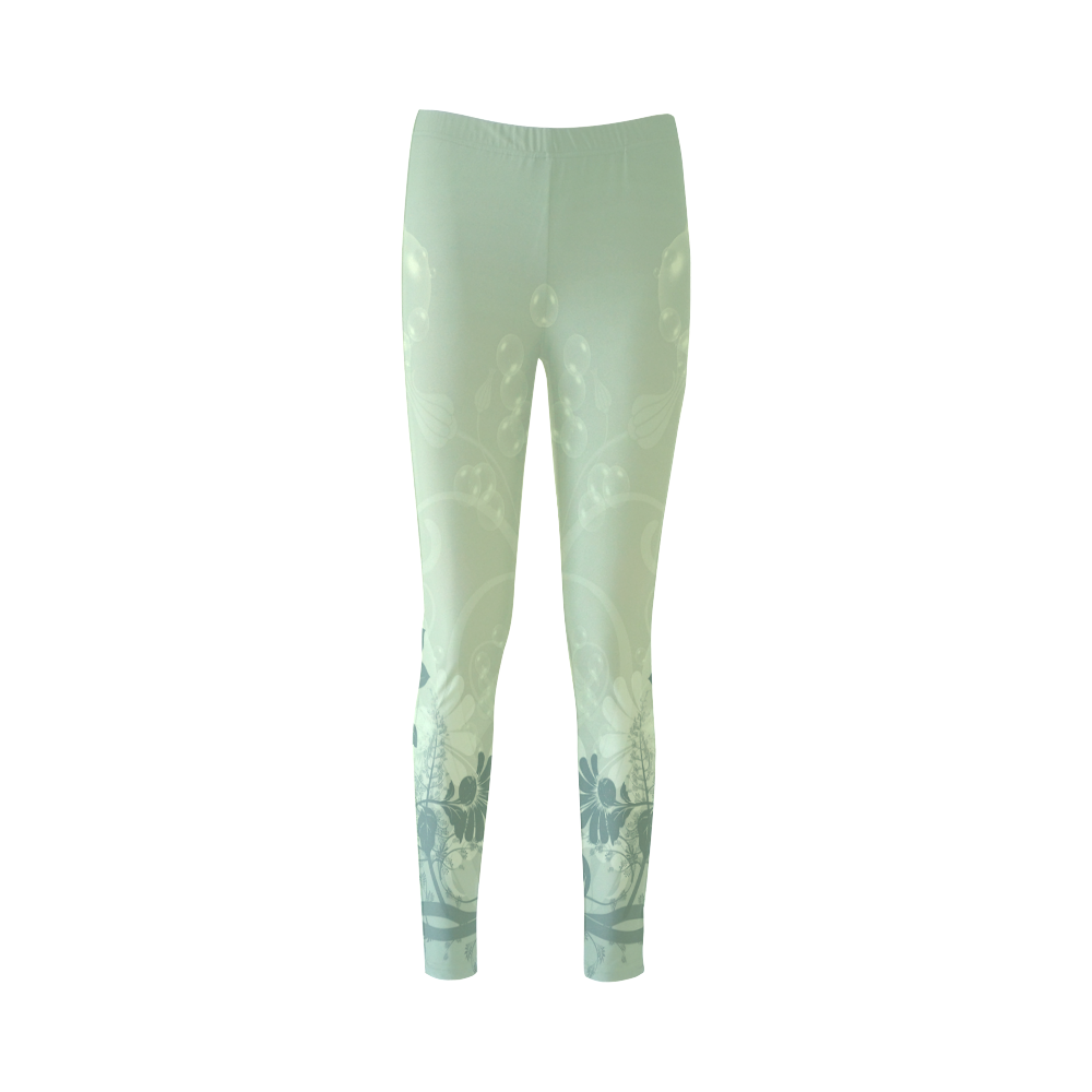 Wonderful soft green flowers Cassandra Women's Leggings (Model L01)